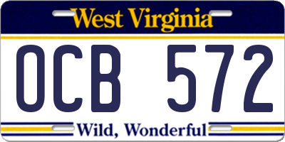 WV license plate OCB572