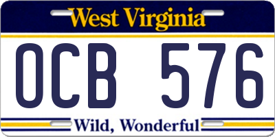 WV license plate OCB576
