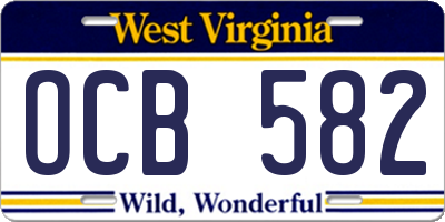 WV license plate OCB582