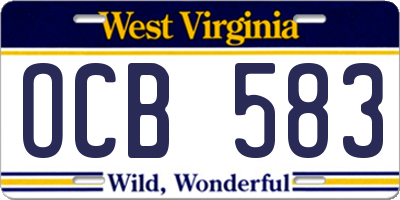 WV license plate OCB583