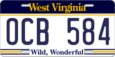 WV license plate OCB584