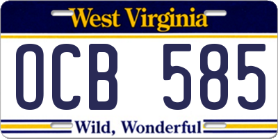 WV license plate OCB585