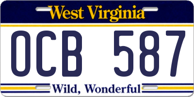 WV license plate OCB587