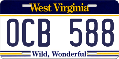 WV license plate OCB588