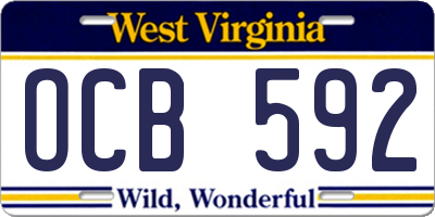 WV license plate OCB592