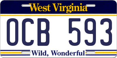 WV license plate OCB593
