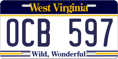 WV license plate OCB597