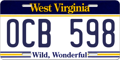 WV license plate OCB598