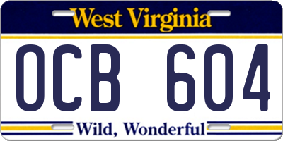 WV license plate OCB604