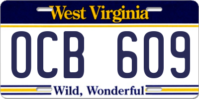 WV license plate OCB609