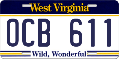 WV license plate OCB611