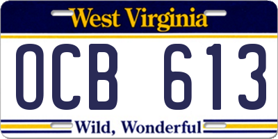 WV license plate OCB613