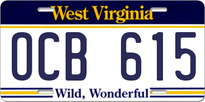 WV license plate OCB615