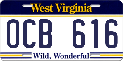 WV license plate OCB616
