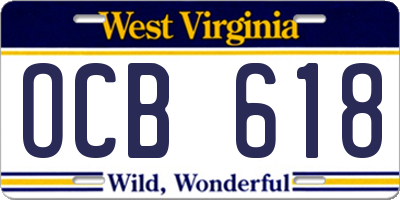 WV license plate OCB618