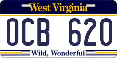 WV license plate OCB620