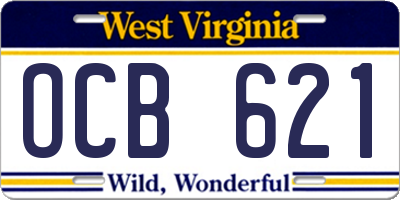 WV license plate OCB621