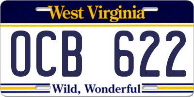 WV license plate OCB622