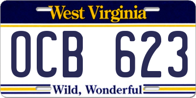 WV license plate OCB623