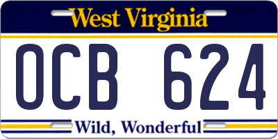 WV license plate OCB624