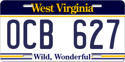 WV license plate OCB627