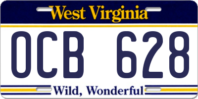 WV license plate OCB628