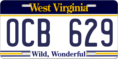 WV license plate OCB629