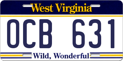 WV license plate OCB631