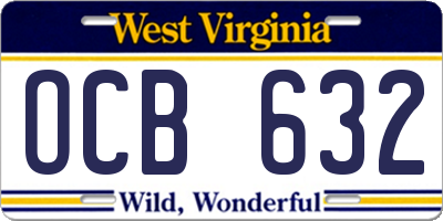 WV license plate OCB632