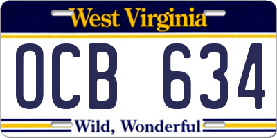 WV license plate OCB634