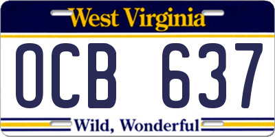 WV license plate OCB637