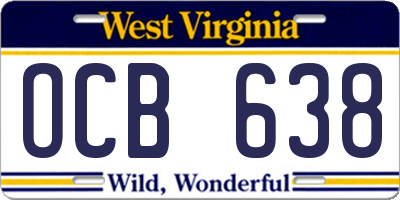 WV license plate OCB638