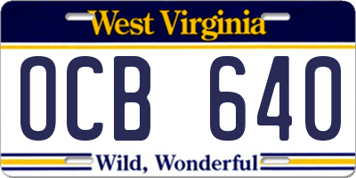 WV license plate OCB640