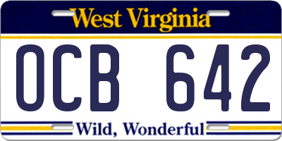 WV license plate OCB642