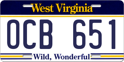 WV license plate OCB651