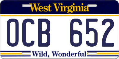 WV license plate OCB652