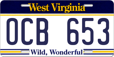 WV license plate OCB653