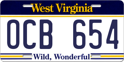WV license plate OCB654