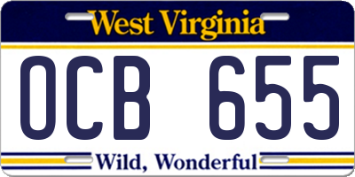 WV license plate OCB655