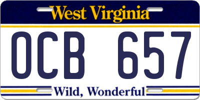 WV license plate OCB657