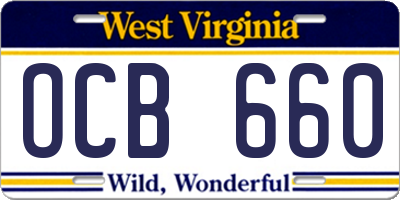 WV license plate OCB660