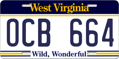 WV license plate OCB664