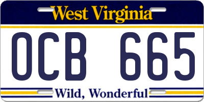 WV license plate OCB665