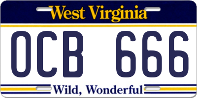 WV license plate OCB666