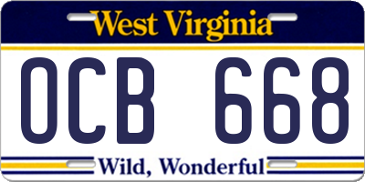 WV license plate OCB668