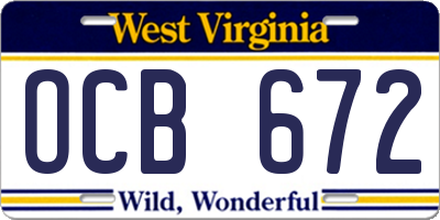 WV license plate OCB672