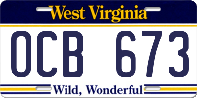 WV license plate OCB673