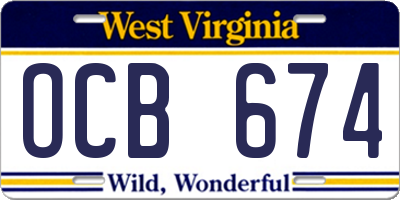 WV license plate OCB674