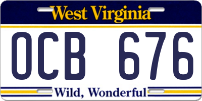WV license plate OCB676