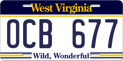 WV license plate OCB677